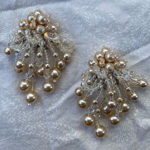 LOIS ANN Art Deco Pearl Teardrop Swarovski Crystal